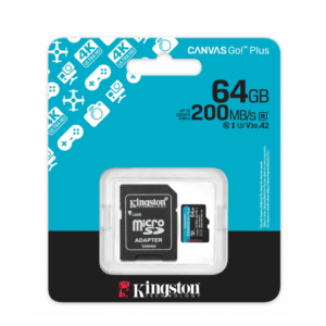 Kingston Canvas Go Plus Micro SD Card (With Adapter) 4K VideosAction Cams 200MBs SDCG4 64GB