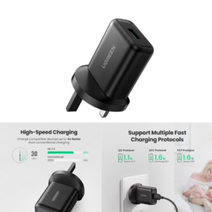 UGREEN 18W QC3.0 USB Fast Charging Power UK Adapter – CD122 - 70165