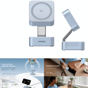 UGREEN 25W Qi2 MagFlow 2-in-1 Magnetic Wireless Charger – W752 - 55960B