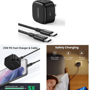 UGREEN 25W Type-C PD UK Pin Fast Charger With Type-C to Type-C 2 Meter Cable – CD250 - 50577