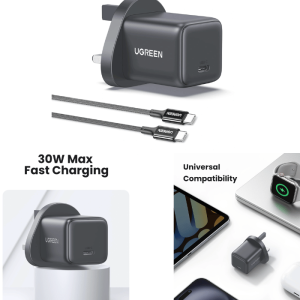 UGREEN 30W Type-C GaN Fast Charger UK with Type-C Cable – X513 - 75958